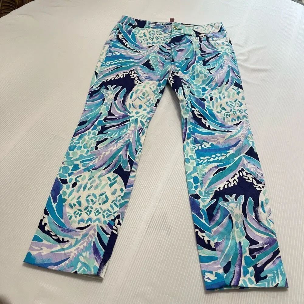 Lilly Pulitzer Kelly Skinny Pants in Bright Navy Alotta Colada Size 0